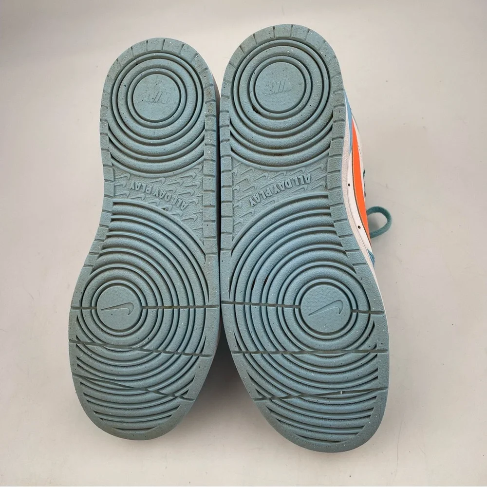 Nike Big Kids Court Borough Mid 2 - SZ 7 Y - Lt Blue White Orange Shoes